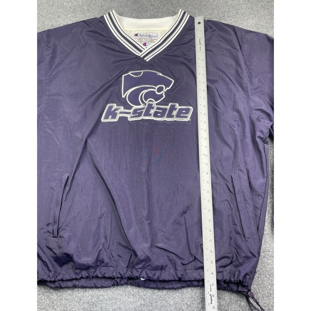 Vintage Y2K Champion Kansas State Pullover Men's XXL V Neck Windbreaker Lined - Picture 8 of 9